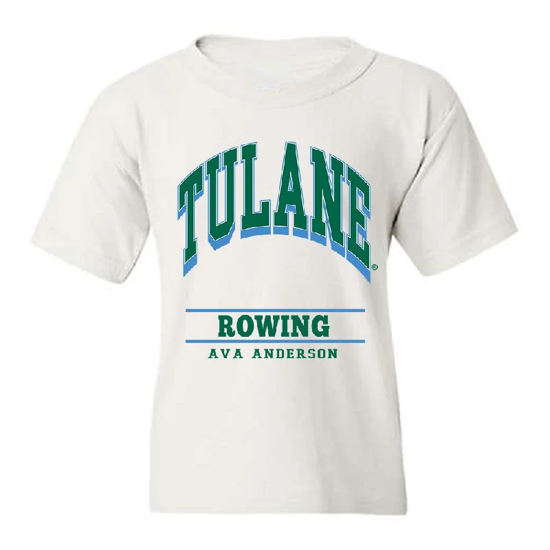 Tulane - NCAA Women's Rowing : Ava Anderson - Classic Fashion Shersey Youth T-Shirt-- Beaded Sequined Faux Fur