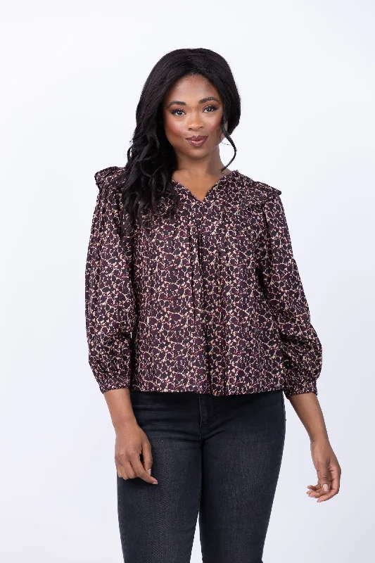 Cleobella Marcy Blouse in Medici Print Stretchy Fitted Blouse