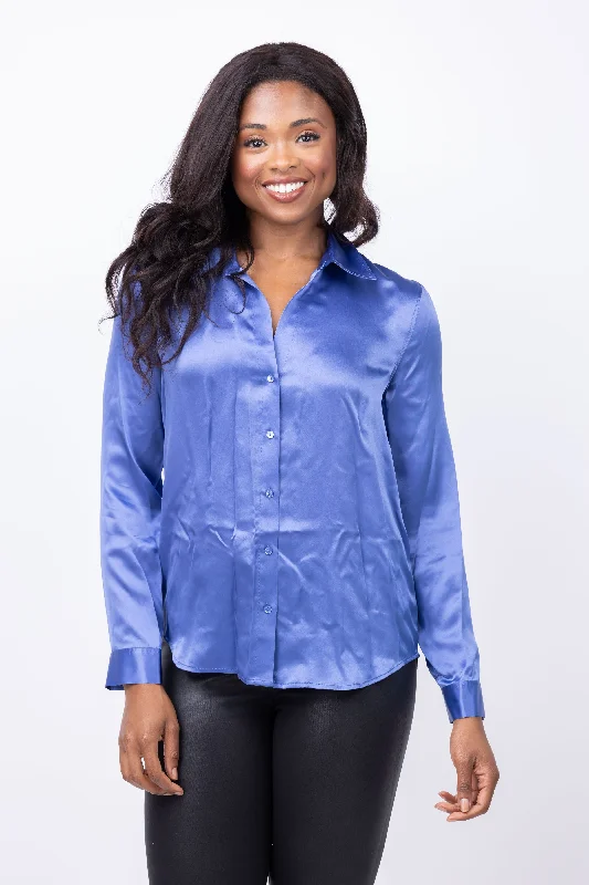 L'Agence Tyler Long Sleeve Blouse in Dusty Periwinkle Office Formal Blouse