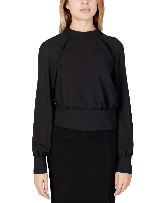 Sandro Ferrone  Women's Mock Neck Long Sleeve Blouse Feminine Satin Blouse