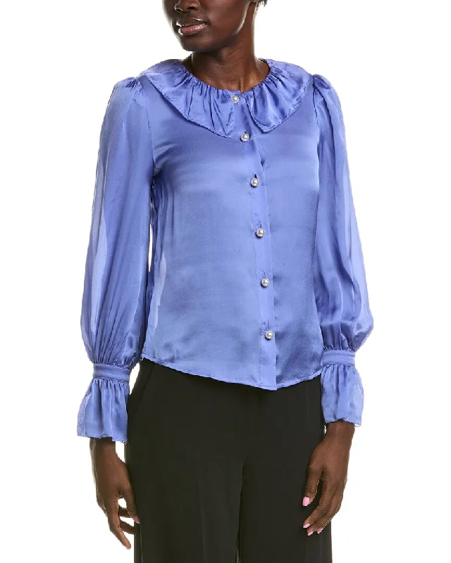 Lk Bennett Farrow Silk Blouse Embellished Collar Blouse