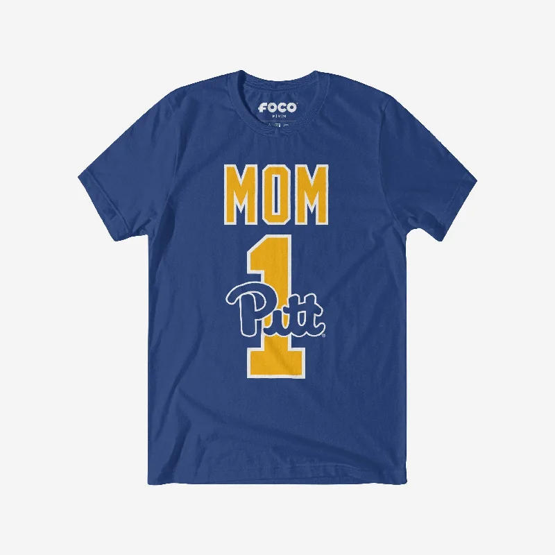 Pittsburgh Panthers Number 1 Mom T-Shirt-- Mesh Canvas Denim