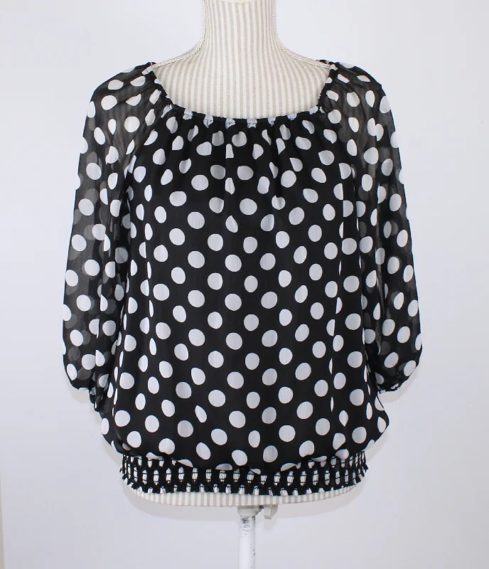 REFLECTIONS POLKA DOT BLOUSE LADIES MEDIUM PRE-LOVED Cotton Casual Blouse