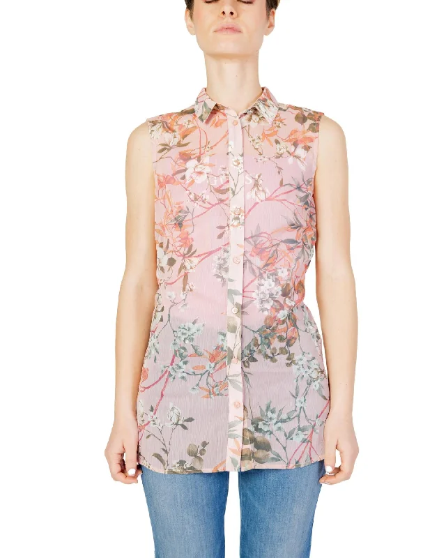 Guess  Women's Floral Print Blouse Stretchy Fitted Blouse