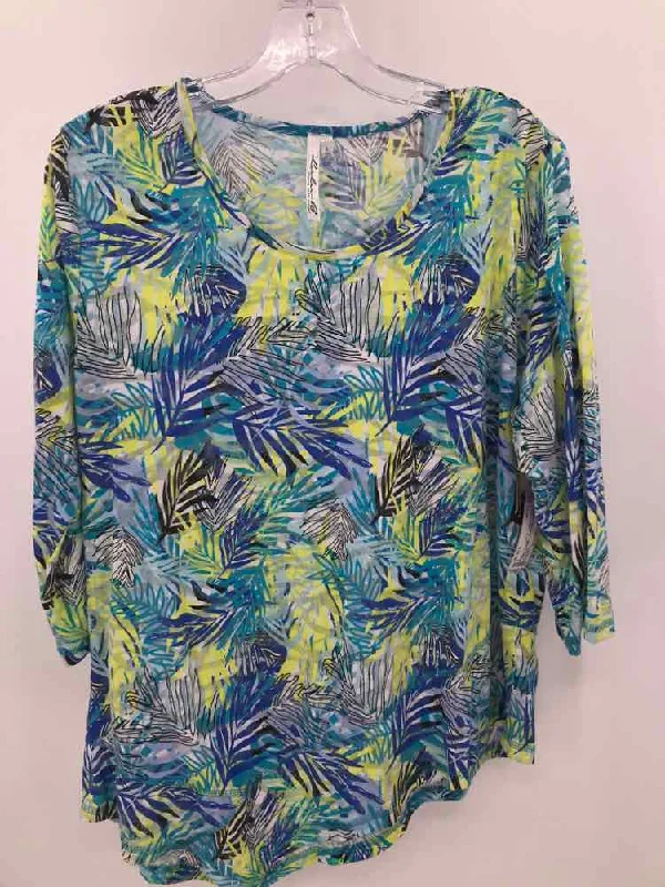 Pre-Owned Lulu B Blue Size Large Printed T-shirt-- Elasticated Padded Insulated
