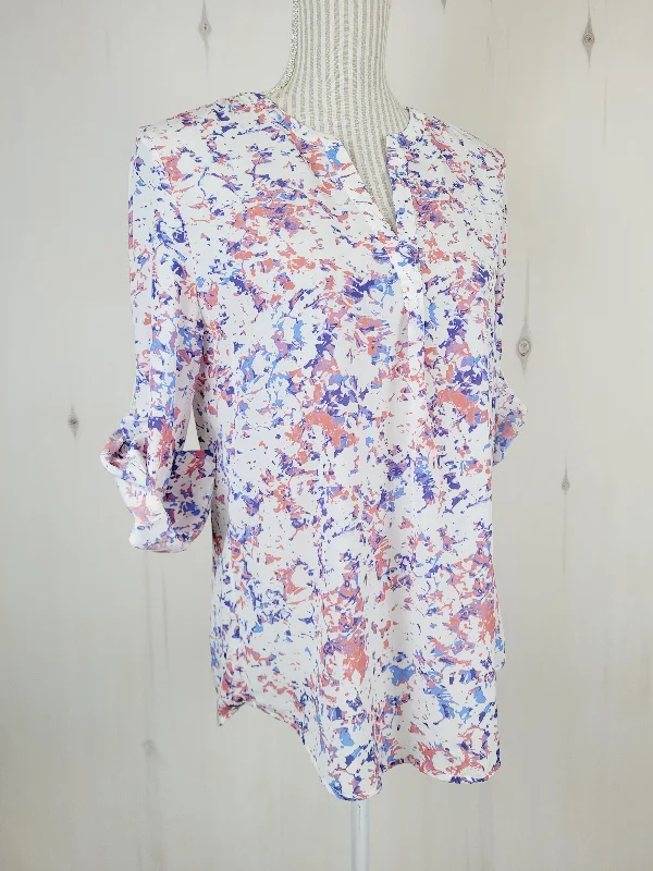 DAHLIA SPLATTER BLOUSE LADIES MEDIUM PRE-LOVED Stylish Wrap Blouse