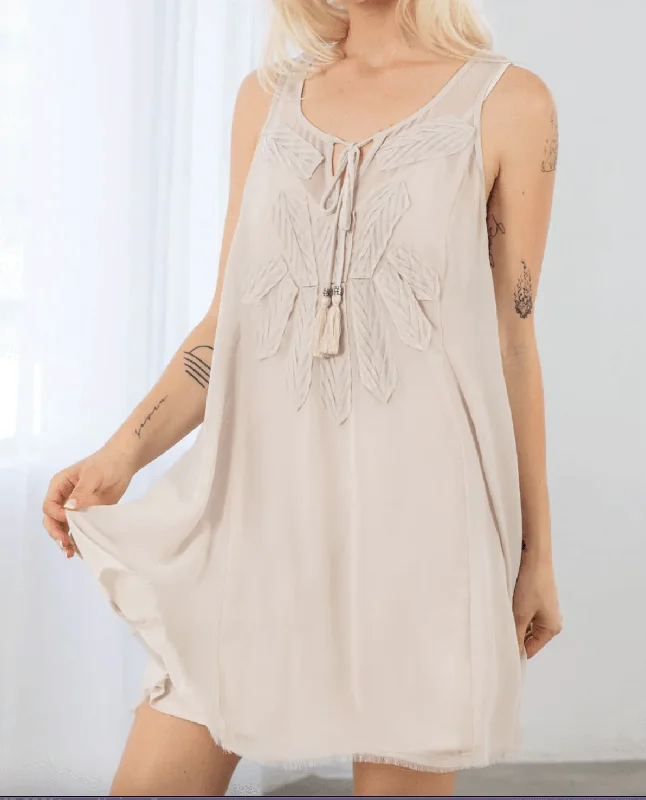 LS 72359WL Sheer Chiffon Sleeveless Tank Mini Dress Casual Mini Dress with Pockets