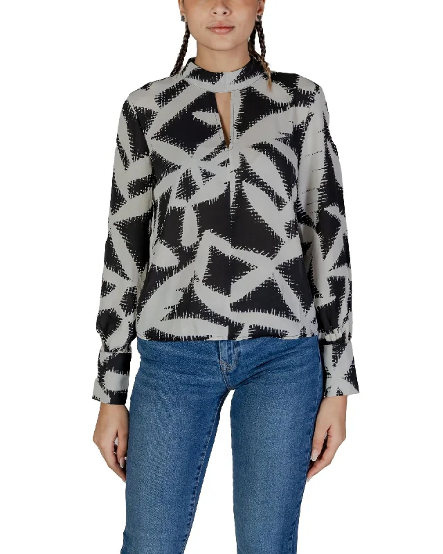 Jacqueline De Yong V-Neck Long Sleeve Blouse in Polyester Chic Sleeveless Blouse