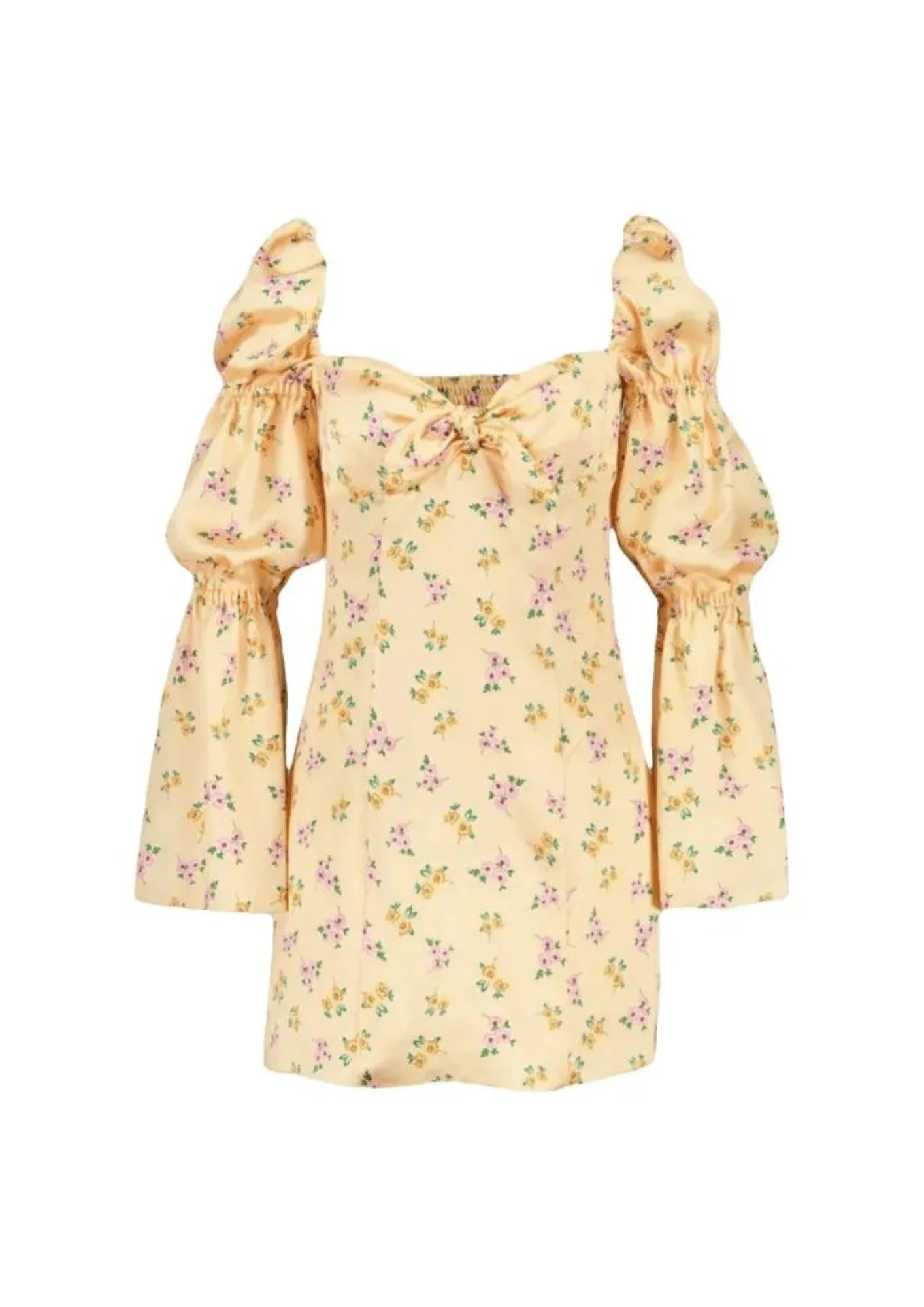 APRICOT FLORAL MINI DRESS Trendy Denim Mini Dress