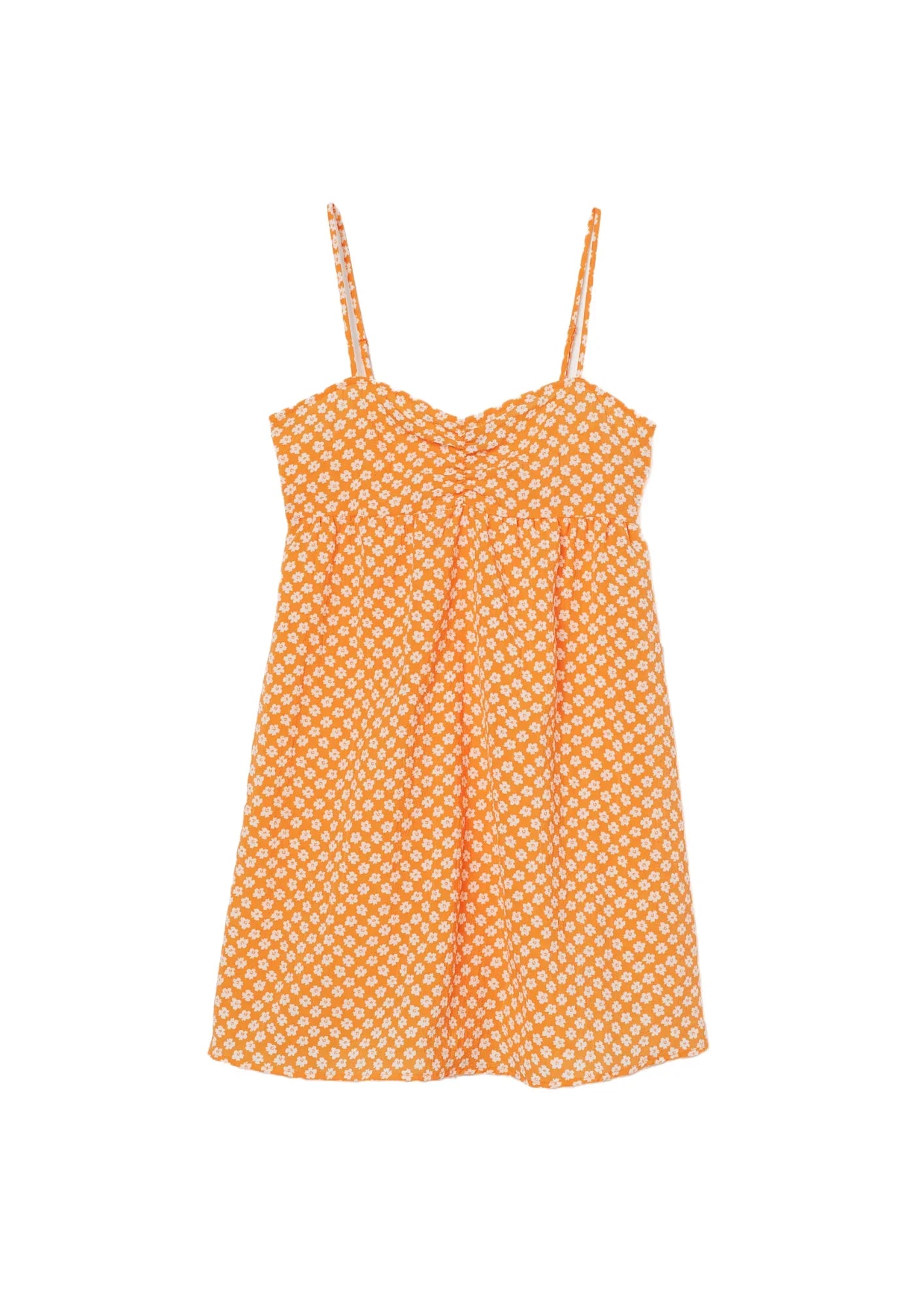 ORANGE FLORAL A-LINE MINI DRESS Cozy Satin Mini Dress