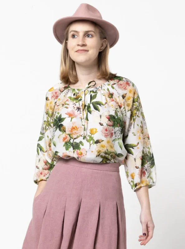 Style Arc Anita Peasant Blouse Casual Stripe Blouse