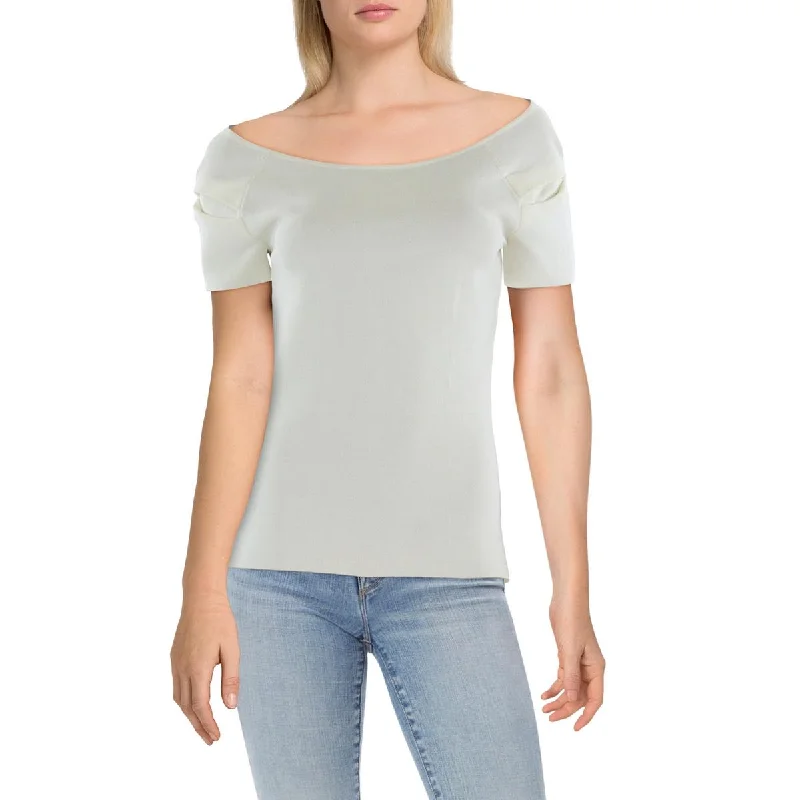 Womens Textured Off The Shoulder Blouse Satin Long Blouse