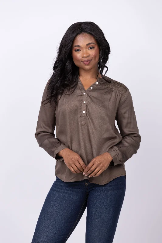 Dylan Claudine Blouse in Olive Soft Knit Blouse