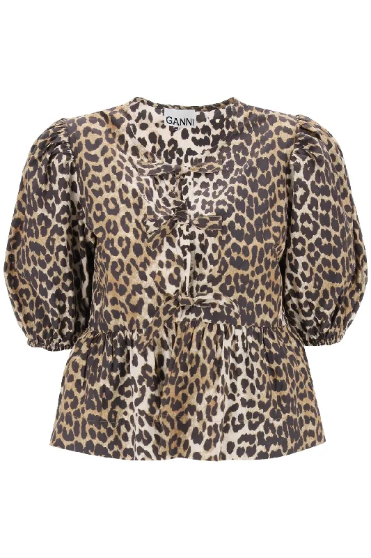 leopard print peplum blouse F9116 LEOPARD Sheer Mesh Blouse