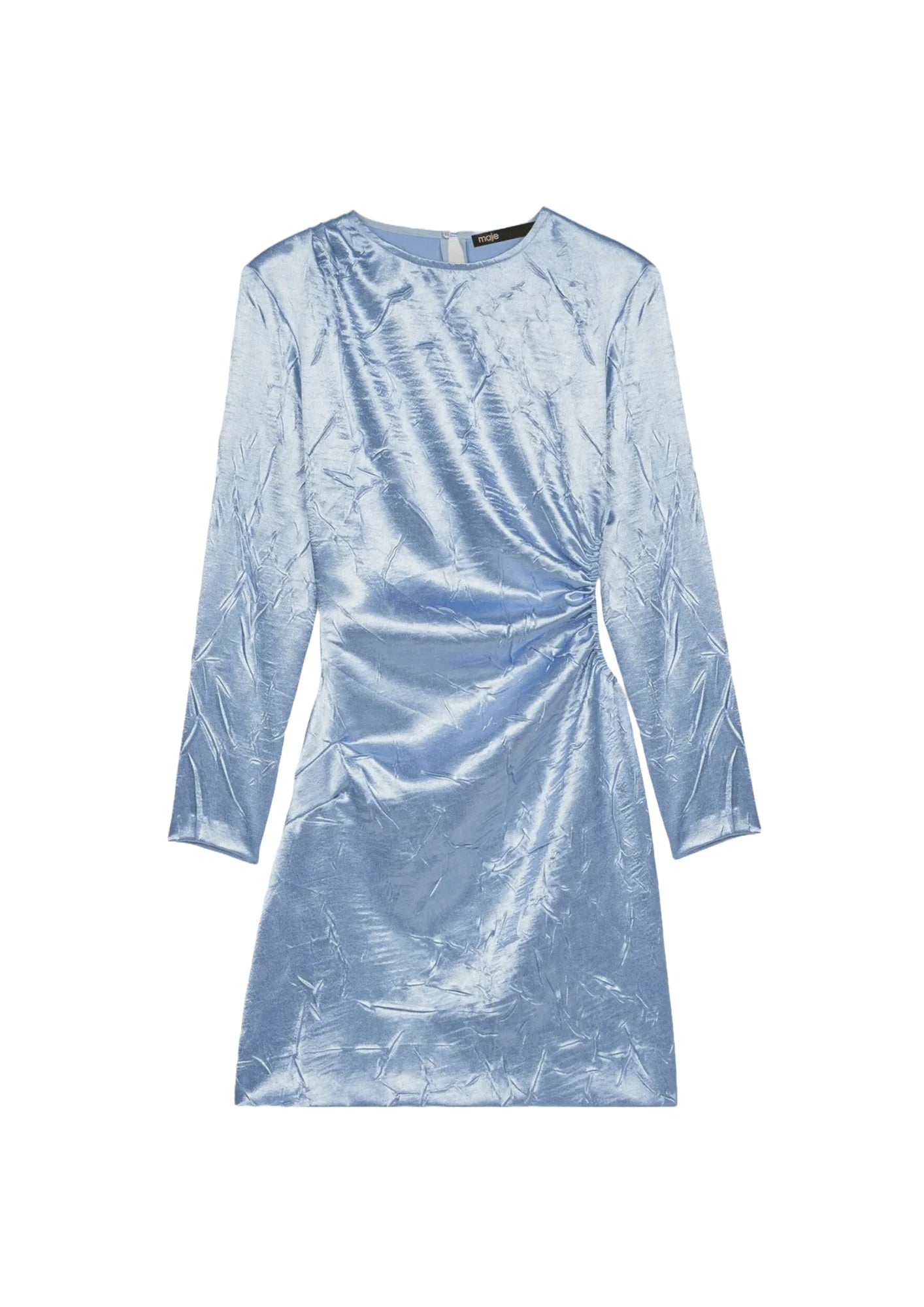LIGHT BLUE SATIN MINI DRESS Stylish Button-Down Mini Dress