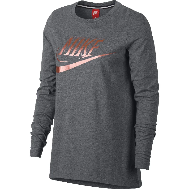 Nike Sportswear Women's Longsleeve T-Shirt Grey-Rose Gold-- Anti-Shrink Durable Soft Nike Sportswear Women's Longsleeve T-Shirt Grey-Rose Gold-- Anti-Shrink Durable Soft