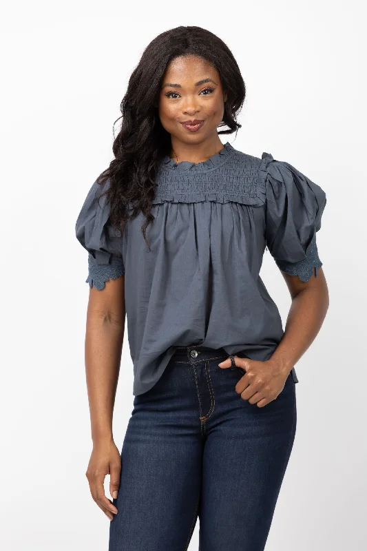 Cleobella Nicky Blouse in Orion Blue Modern Oversized Blouse