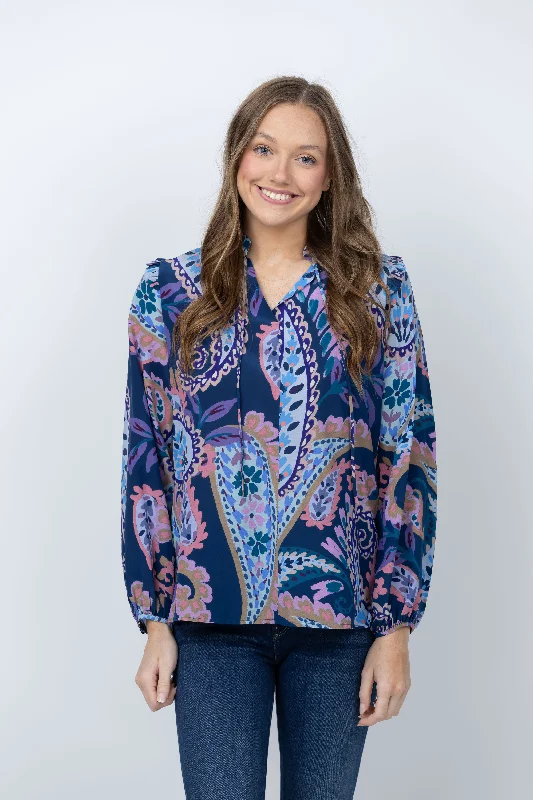 Tyler Boe Blouse in Multi Paisley Loose Fit Blouse