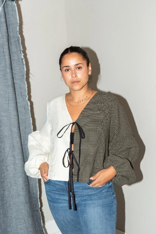 Puff and Pencil Tie Blouse & Lantern Sleeve Semi-Sheer Blouse
