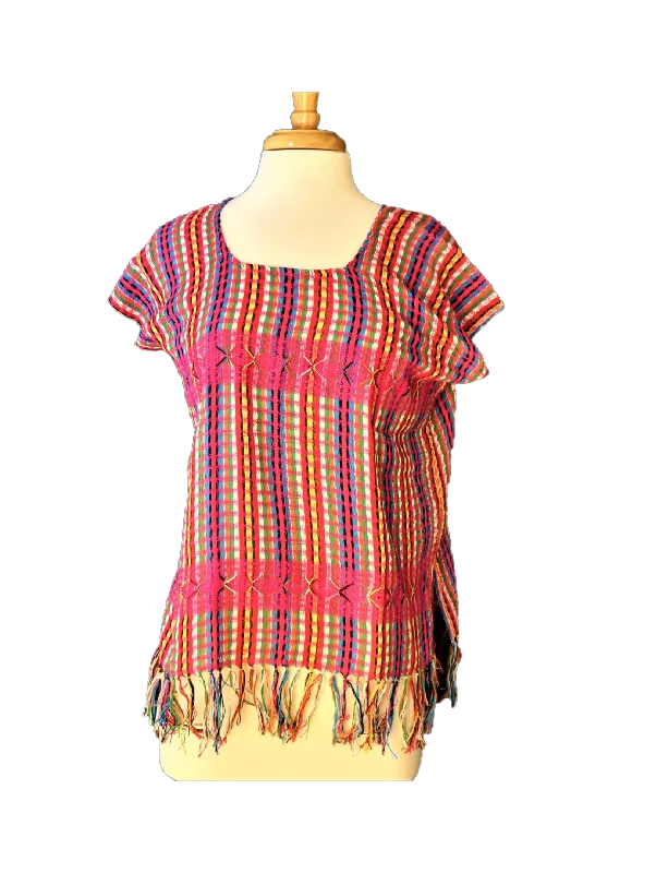Mexican Hand Woven Colorful Blouse Casual Relaxed Fit Blouse