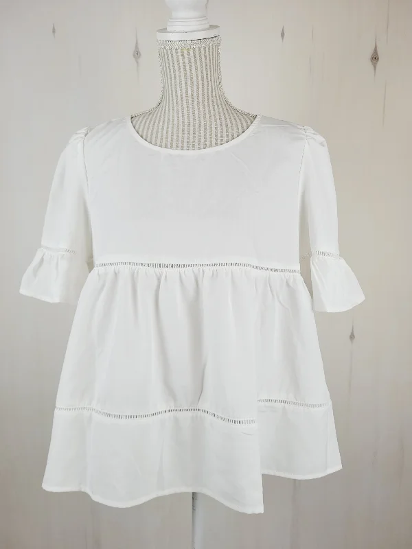 SHEIN WHITE BLOUSE LADIES MEDIUM PRE-LOVED Lightweight Chiffon Blouse