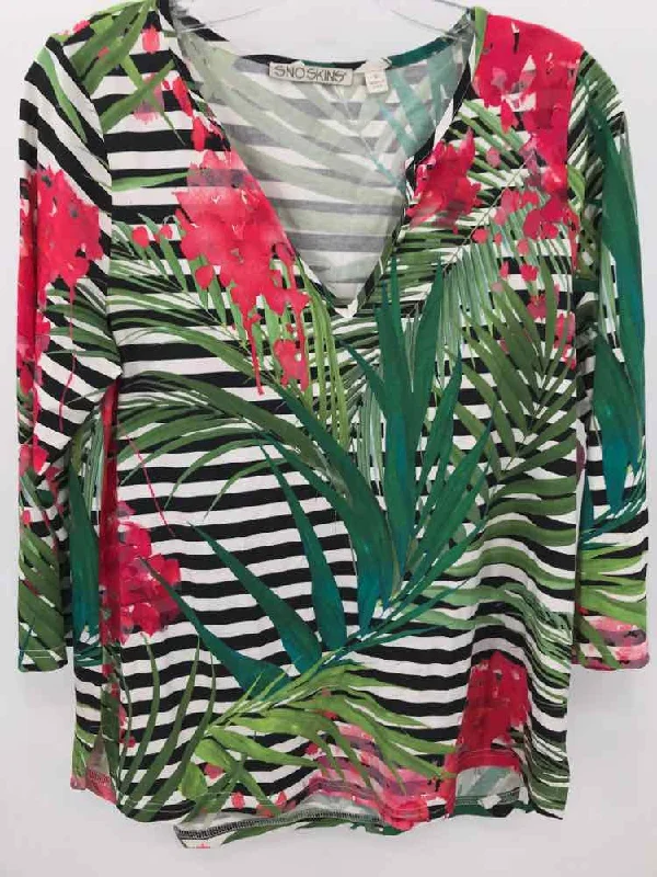 Pre-Owned Sno Skins Green Size Large Stripe T-shirt-- Rayon Velvet Corduroy