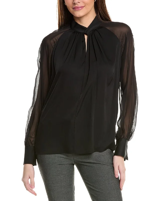 Elie Tahari The Valentine Silk-Blend Blouse Elegant Lace Blouse