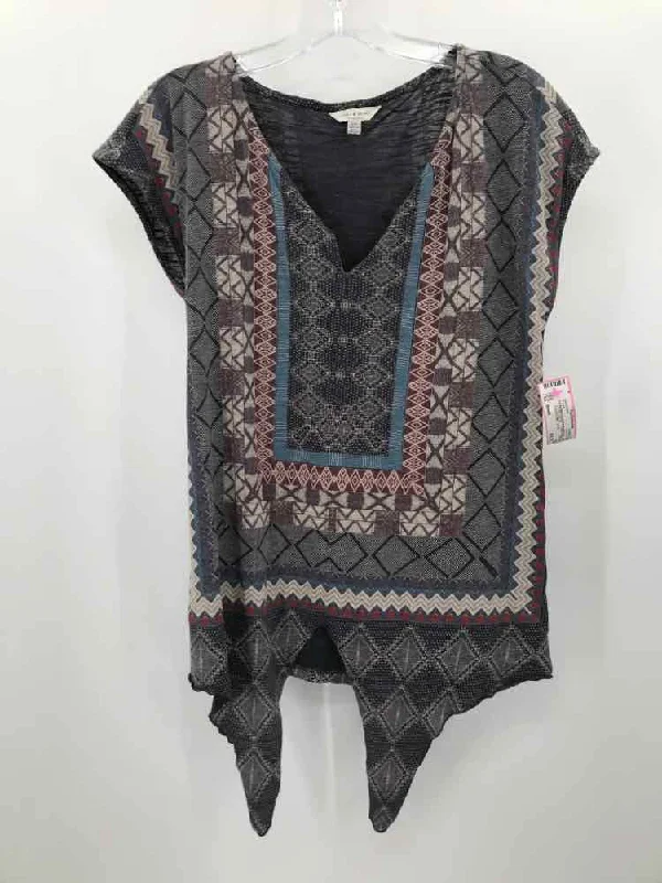 Pre-Owned Lucky Brand Grey Size Small Printed T-shirt-- Sequined Glittery Shiny