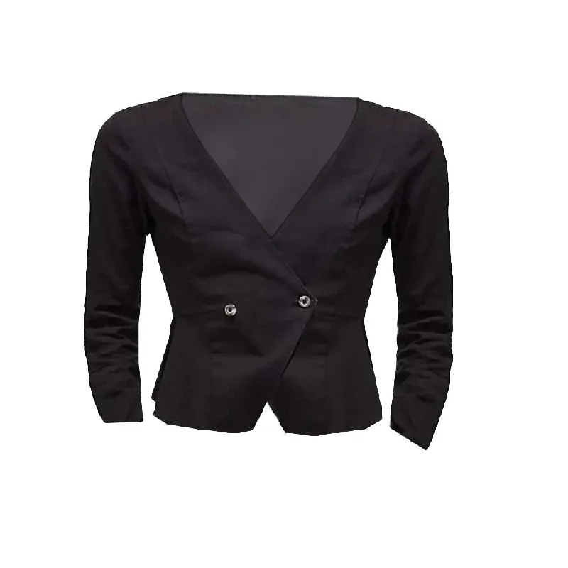 Free People Women's City Life Blouse, Black Satin Drape Blouse