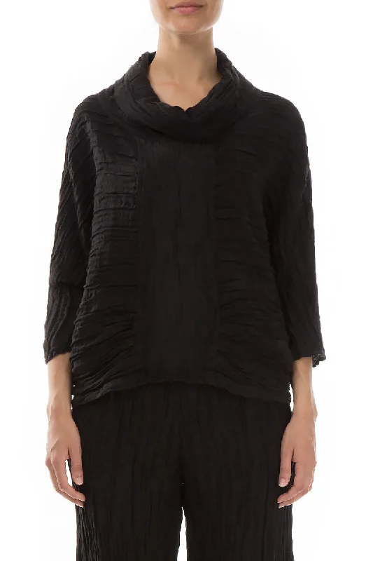 Evergreen Cowl Neck Black Blouse Classic Striped Blouse