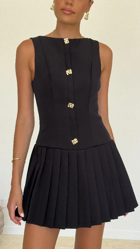 Vesperus Mini Dress - Black Trendy Wraparound Mini Dress