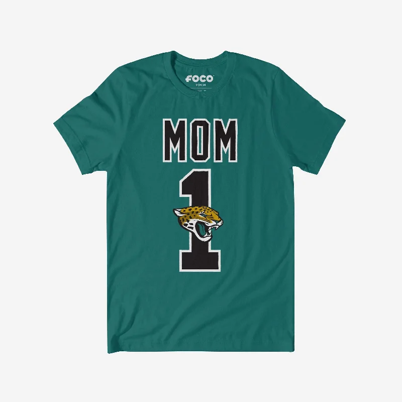 Jacksonville Jaguars Number 1 Mom T-Shirt-- Embroidered Appliqued Beaded