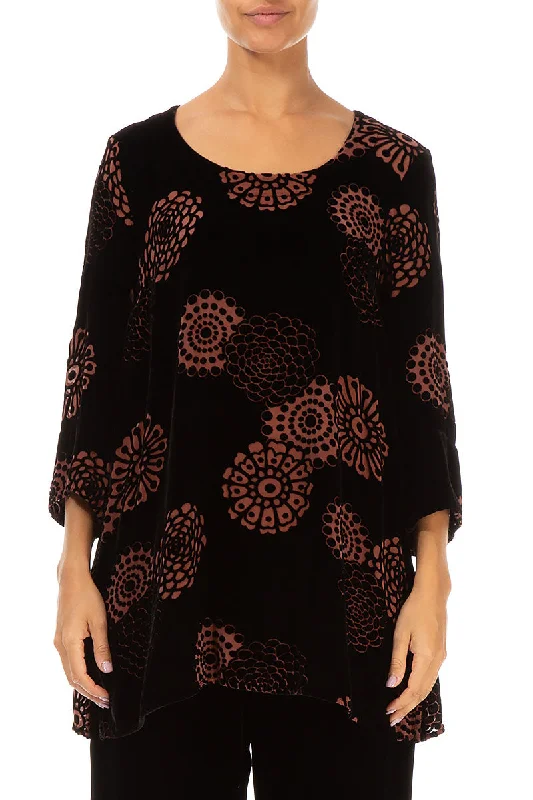 Loose Devoré Brick Silk Velvet Blouse Lightweight Linen Blouse