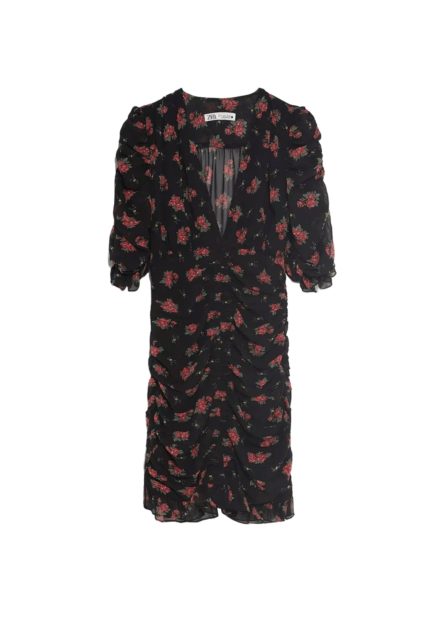 DRAPED FLORAL MINI DRESS Classic White Mini Dress