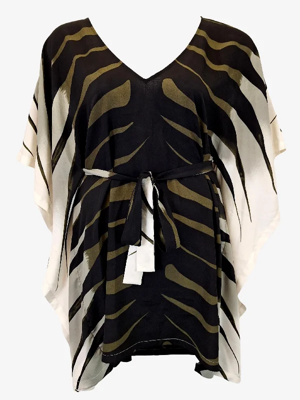 Wayne Cooper Beachside V Neck Kaftan Mini Dress Size 14 Trendy Mini Dress with Belt