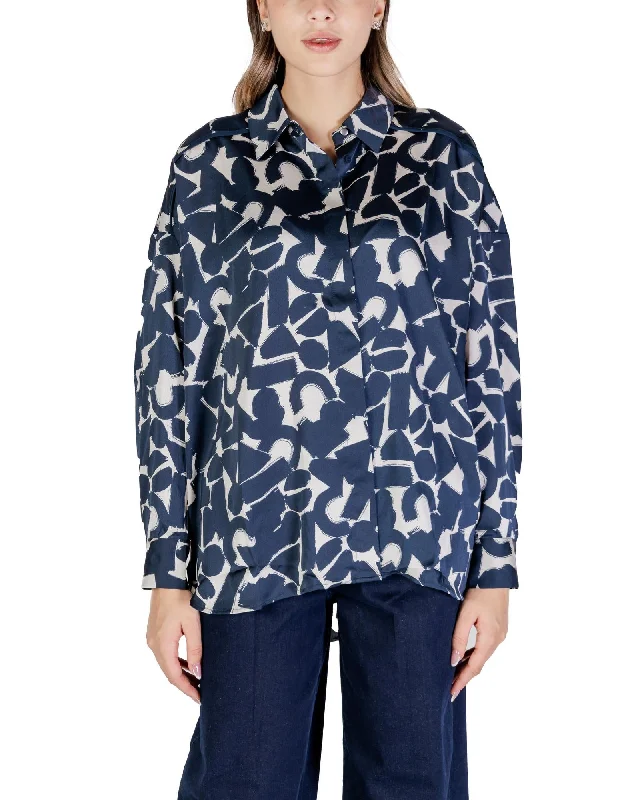 Ichi  Oversized Blouse - Blue Delicate Pleat Blouse