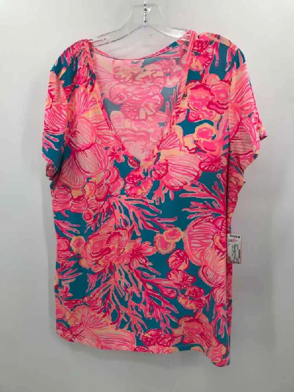 Pre-Owned Lilly Pulitzer Blue Size XL T-shirt-- Mesh Canvas Denim