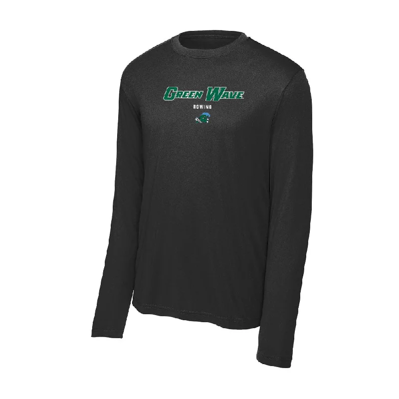 Tulane - NCAA Women's Rowing : Ava Anderson - Activewear Long Sleeve T-Shirt-- Solid Color Striped Floral Tulane - NCAA Women's Rowing : Ava Anderson - Activewear Long Sleeve T-Shirt-- Solid Color Striped Floral