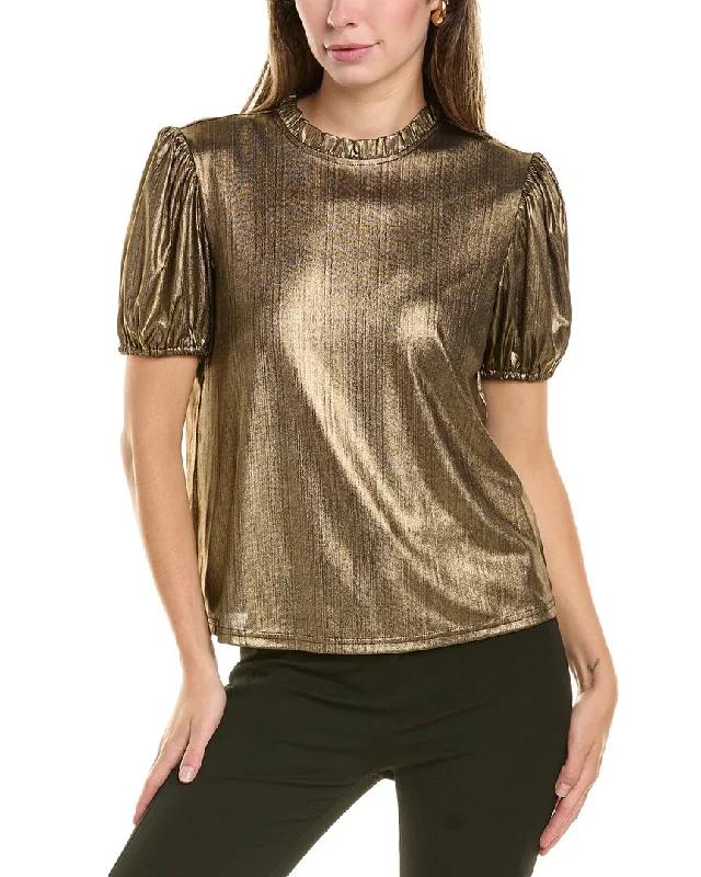 Nanette Nanette Lepore Metallic Puff Sleeve Blouse Soft Modal Blouse