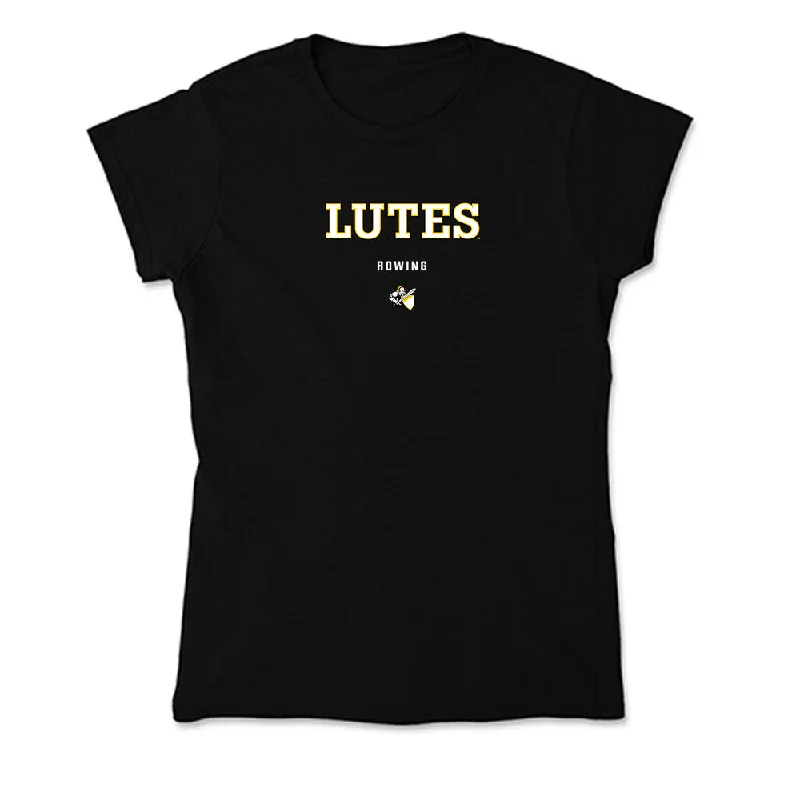 PLU - NCAA Women's Rowing : Louisa Compton - Soft Style Women’s T-Shirt-- Polka Dot Checkered Tartan PLU - NCAA Women's Rowing : Louisa Compton - Soft Style Women’s T-Shirt-- Polka Dot Checkered Tartan