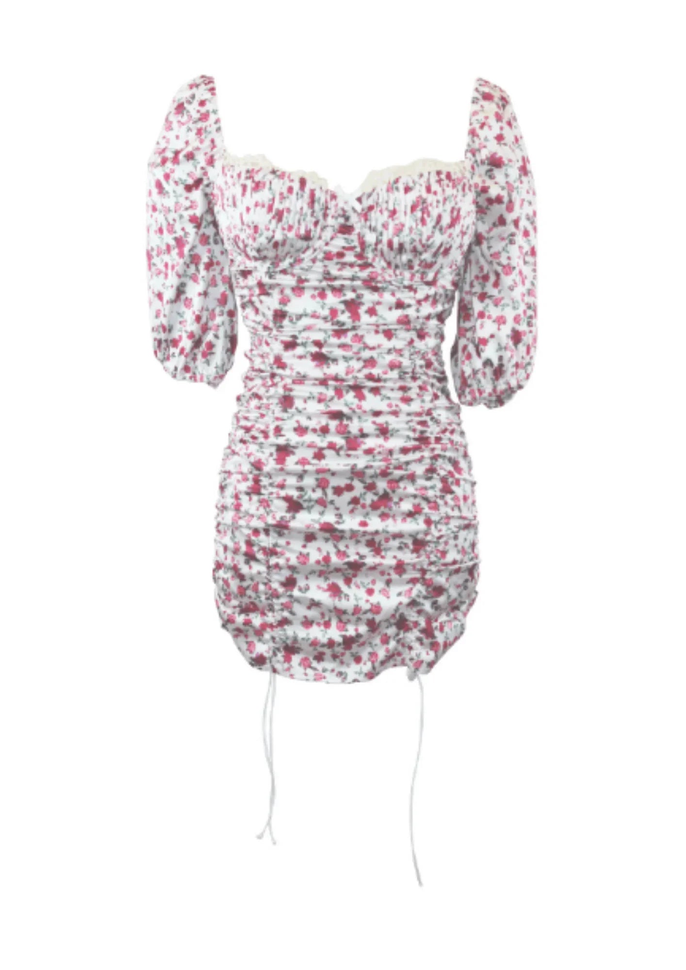 ROSES PRINTED MINI DRESS Cozy Cowl Neck Mini Dress