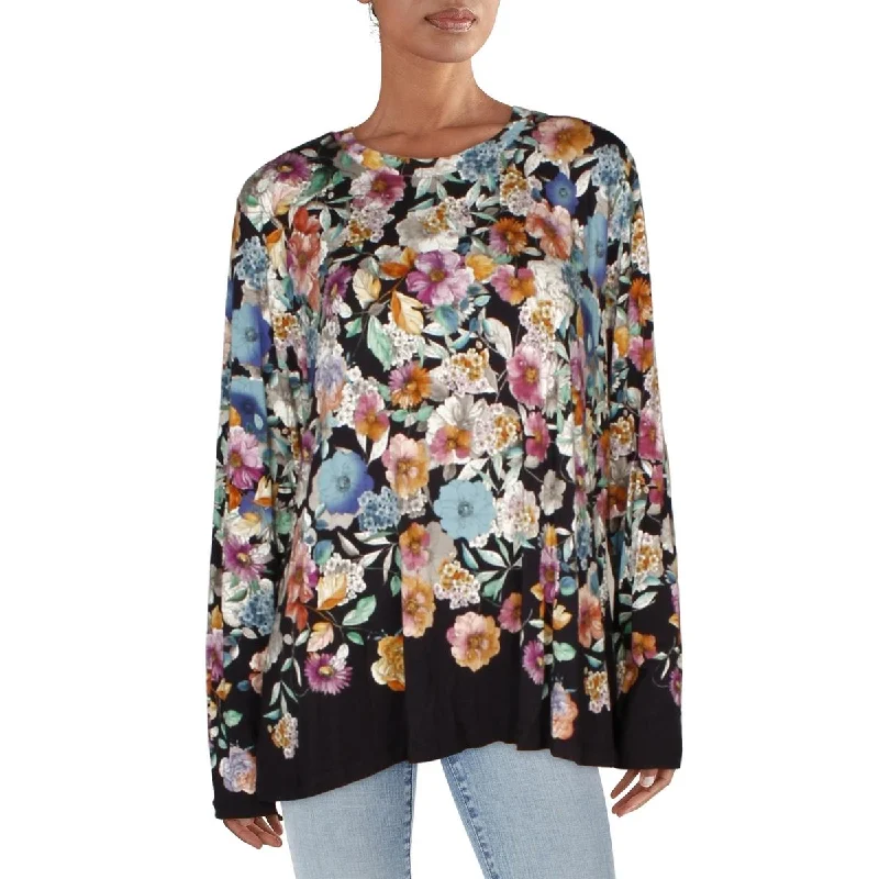 Womens Crewneck Long Sleeve Blouse Feminine Puff Blouse