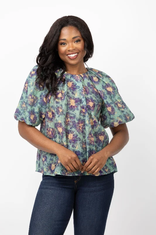 Ulla Johnson Marseille Blouse in Seaglass Delicate Pleat Blouse