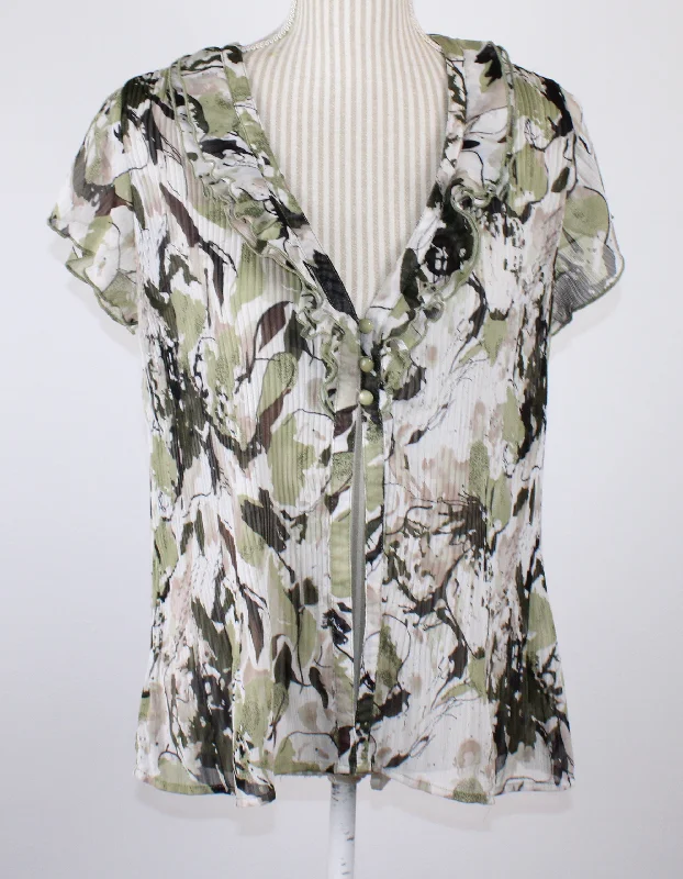 REITMANS GREEN BLOUSE LADIES MEDIUM PRE-LOVED Slim Fit Blouse