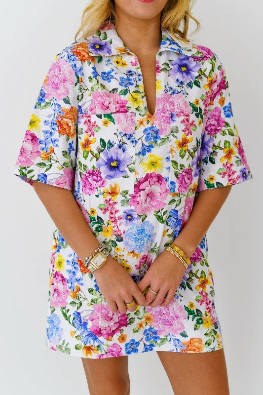 Paisley Floral Mini Dress - White Multi Fashionable Party Mini Dress