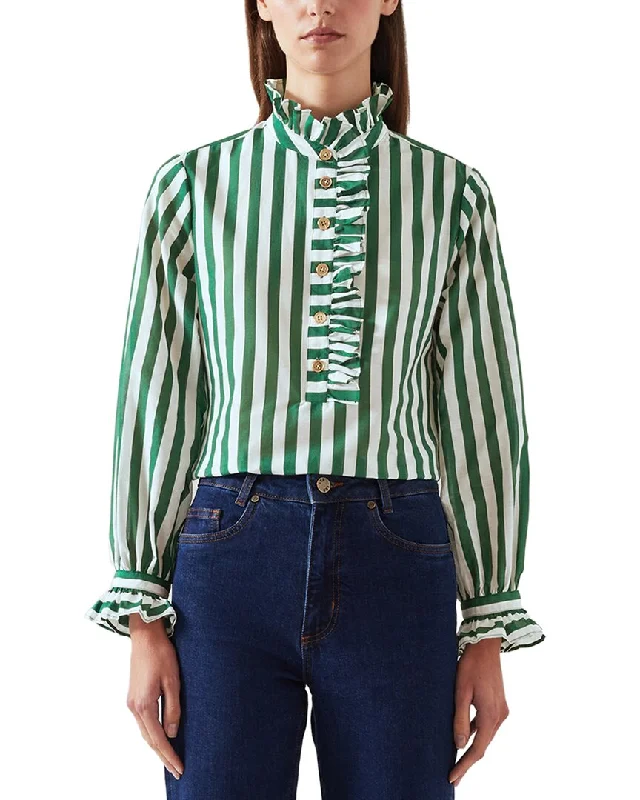 Lk Bennett Camille Silk-Blend Blouse Flowy Bohemian Blouse