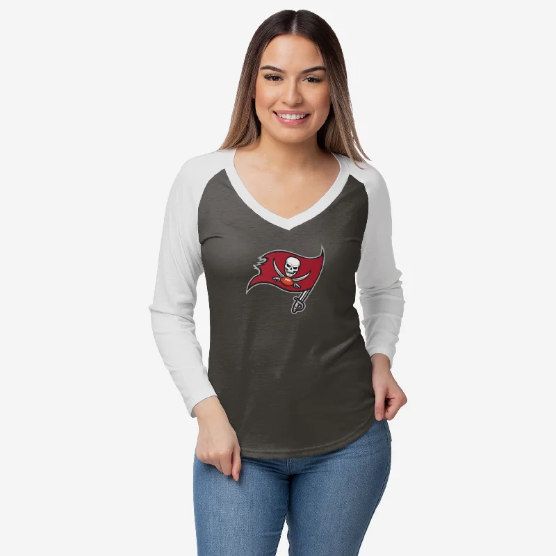 Tampa Bay Buccaneers Womens Big Logo Solid Raglan T-Shirt-- Front Pockets Side Pockets Patch Pockets Tampa Bay Buccaneers Womens Big Logo Solid Raglan T-Shirt-- Front Pockets Side Pockets Patch Pockets