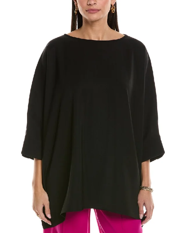St. John Draped Blouse Pleated Collar Blouse