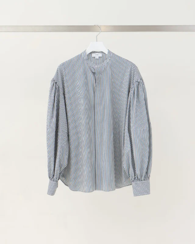 STRIPE BALLOON SLEEVE BLOUSE 15230 Stretchy Fitted Blouse