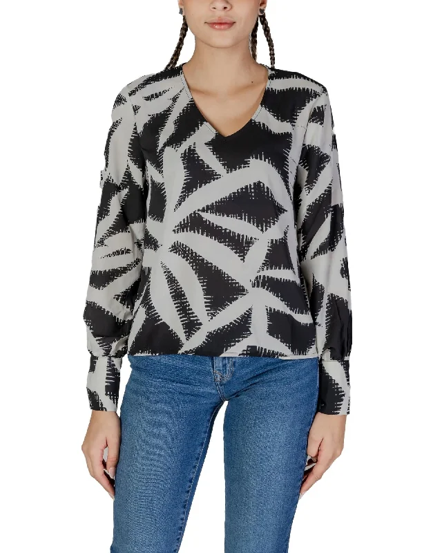 Jacqueline De Yong V-Neck Long Sleeve Blouse Lightweight Floral Blouse